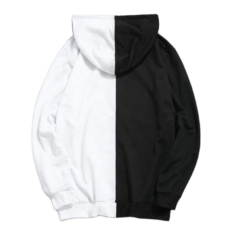 Latest men's clothing black and white hoodie contrast patchwork hoodie