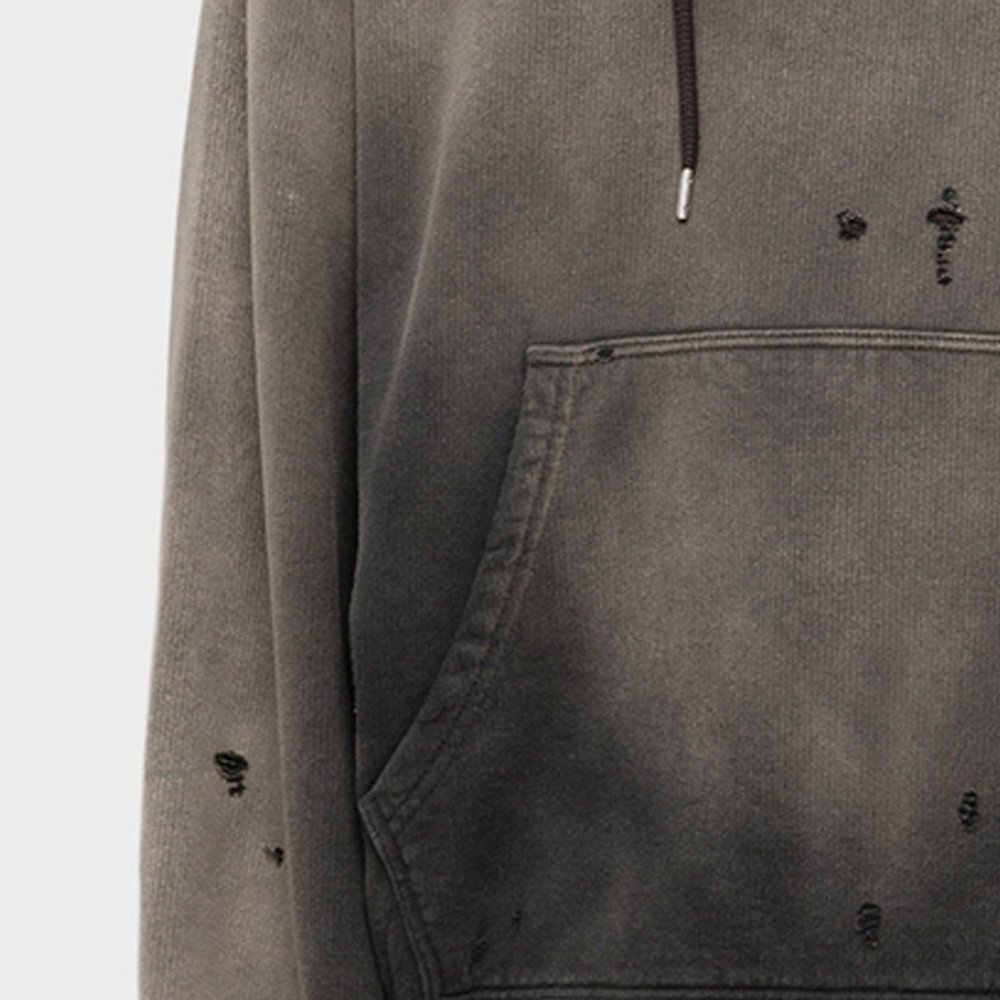 OEM Custom 100% cotton French Terry Heavyweight Woven Label Embroidery Sun Faded Acid Washed Zip Up Men Hoodies