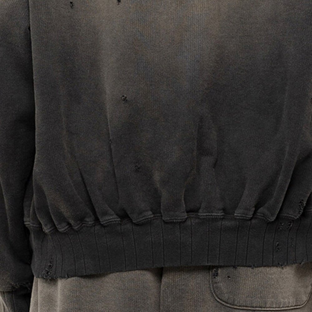 OEM Custom 100% cotton French Terry Heavyweight Woven Label Embroidery Sun Faded Acid Washed Zip Up Men Hoodies