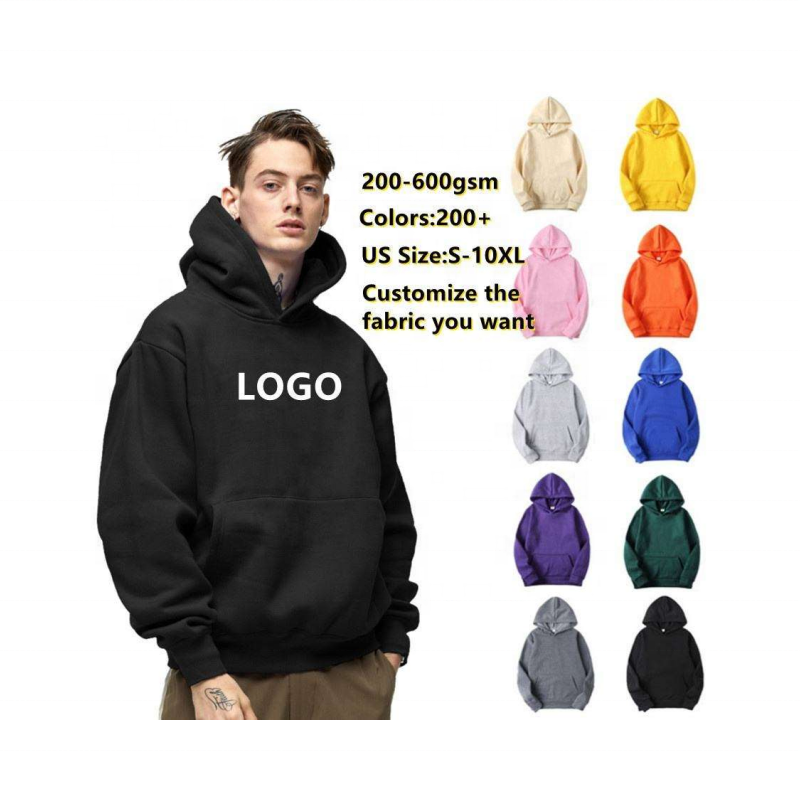 Wholesale 100% Cotton Pullover Hoodie Men Custom Embroidery Logo Hoodies 500 Gsm Bulk Blank French Terry Oversized Hoodies