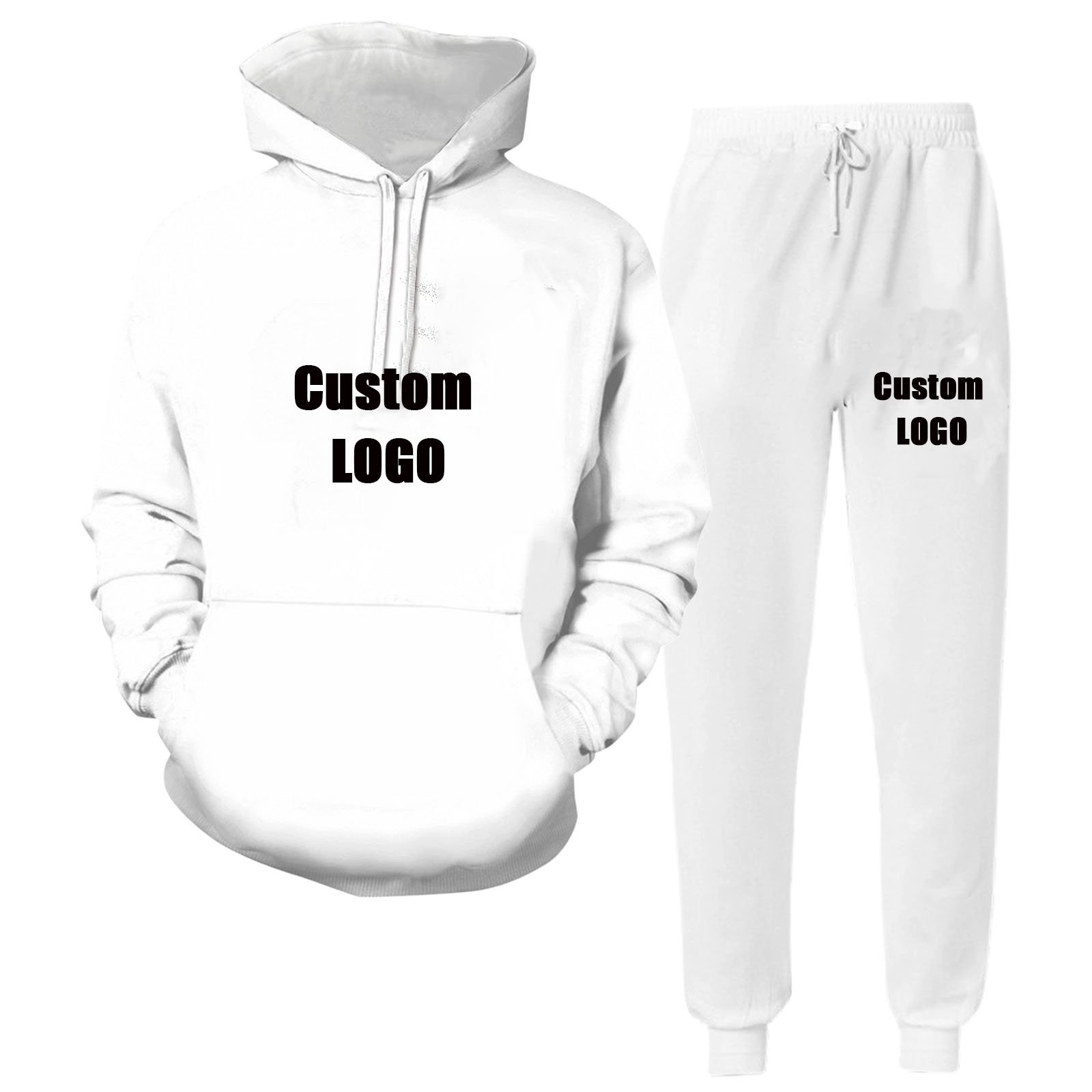 Men's Hoodies Tracksuit custom LOGO Print Crop Hoodie pants Sweatpants set Sweat Jogger stacked Pants track suit Set for men