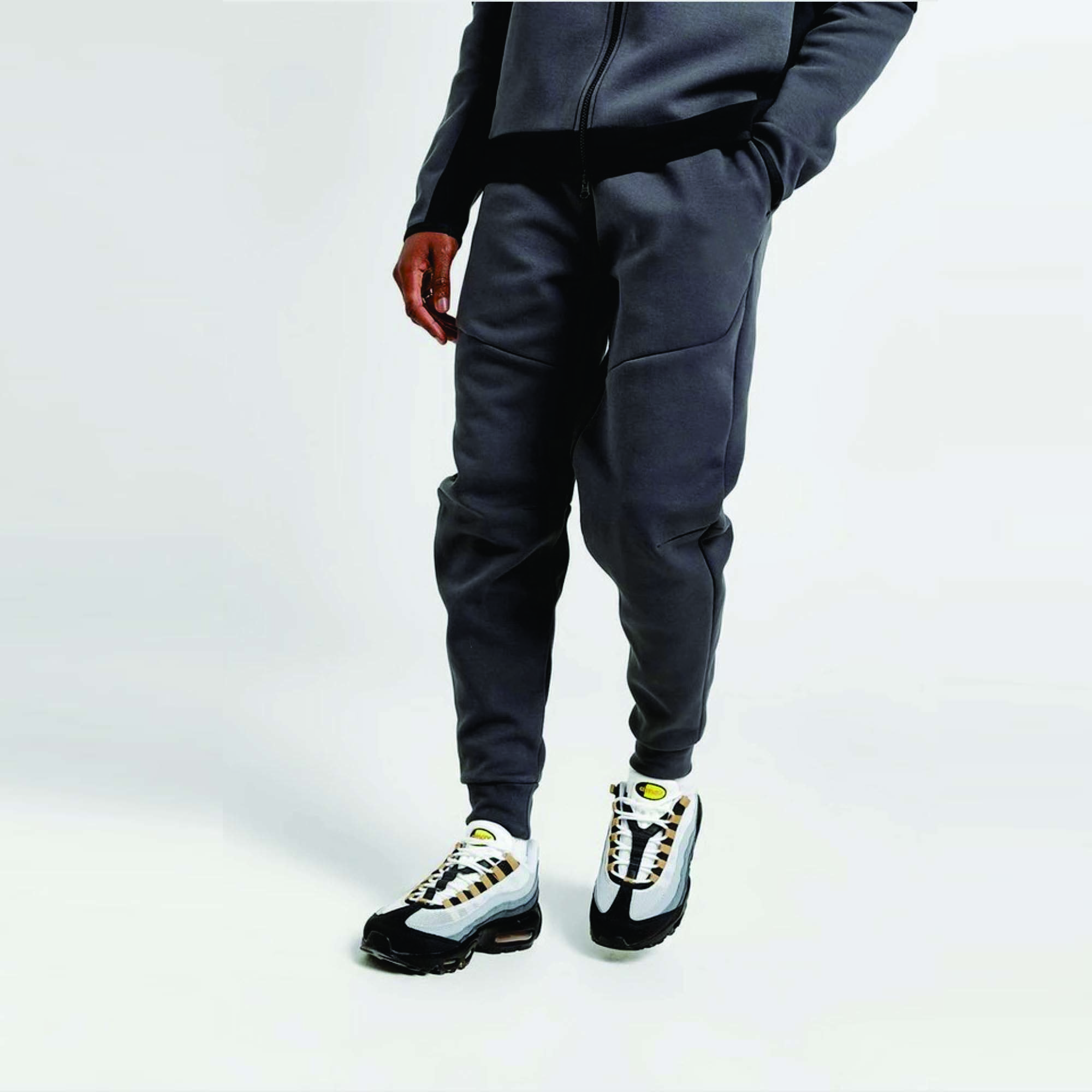 OEM Design Men's Tech Fleece Tracksuit 69% Cotton 31% Polyester Black Full Zip Hoodie Joggers Sweatpants Sweatsuit Quick Dry