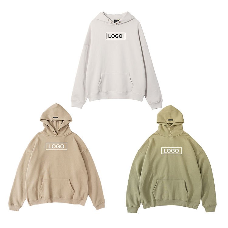 High Quality 100% Cotton Heavyweight Men's Hoodie Fashion Streetwear Solid Color Classic Drop Shoulder Hoodie With Pockets