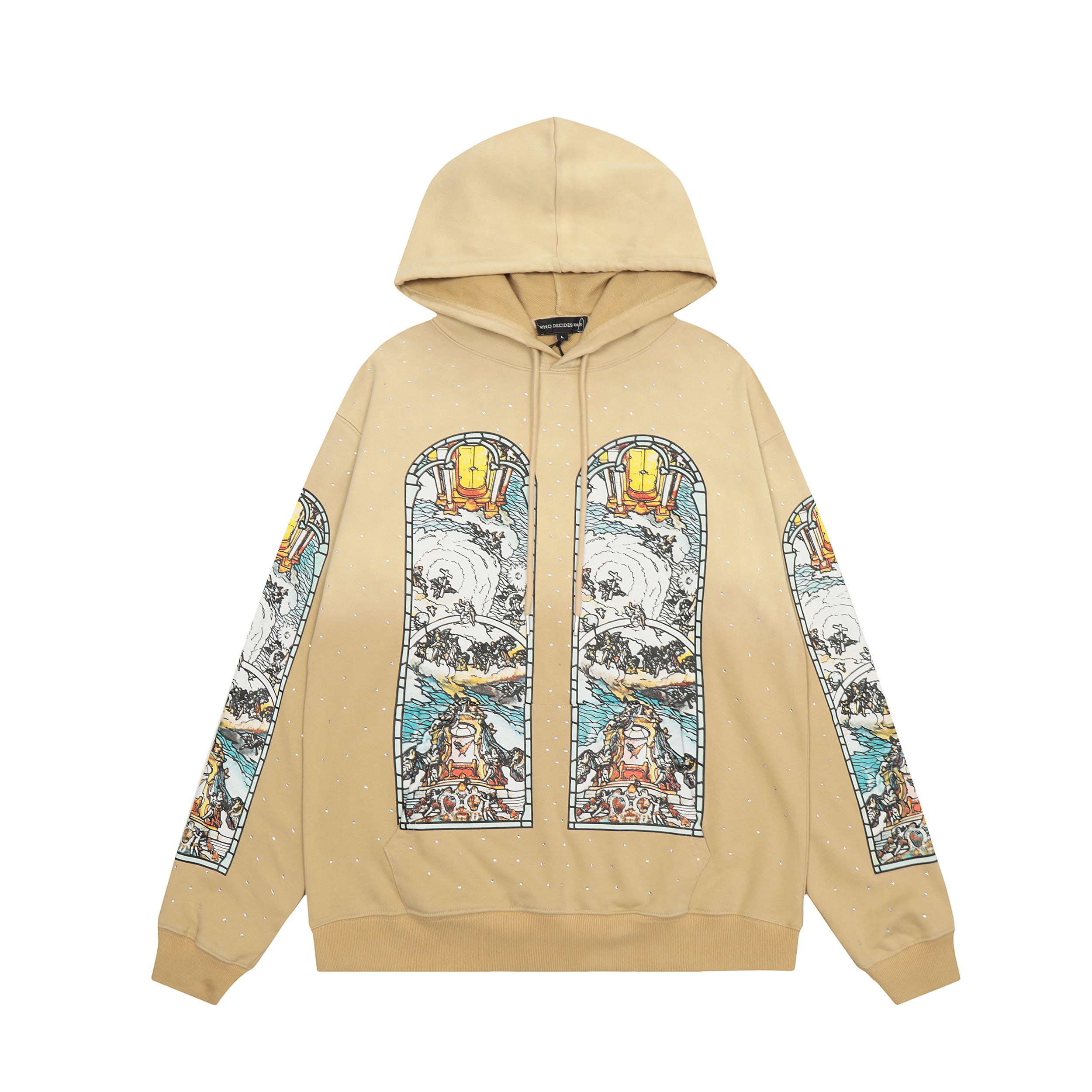 Who Decides War Chalice High Quality acid wash men's hoodies & sweatshirts Oversized high street Vintage men's hoodie