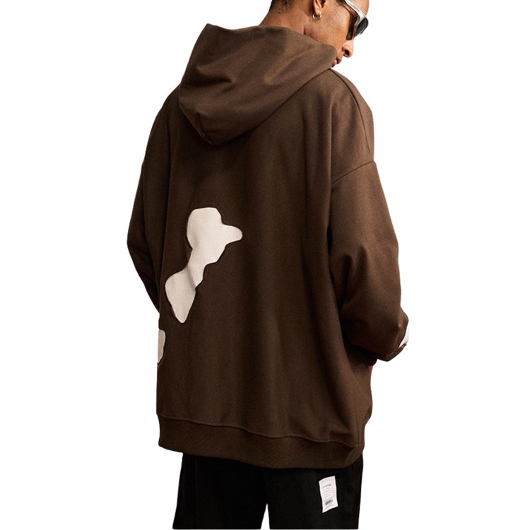 Custom Logo Distressed Patch Hoodie 100% Cotton French terry bulk hoodies Hip Hop Men 's Hoodies