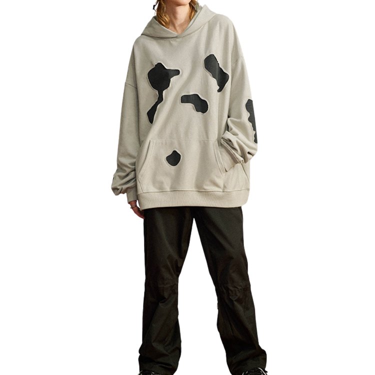Custom Logo Distressed Patch Hoodie 100% Cotton French terry bulk hoodies Hip Hop Men 's Hoodies