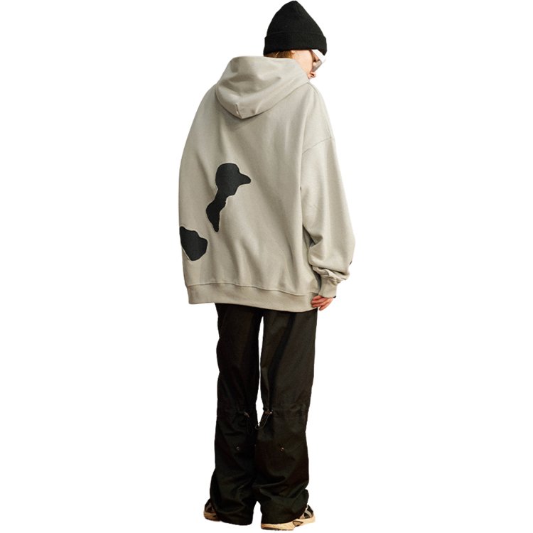 Custom Logo Distressed Patch Hoodie 100% Cotton French terry bulk hoodies Hip Hop Men 's Hoodies