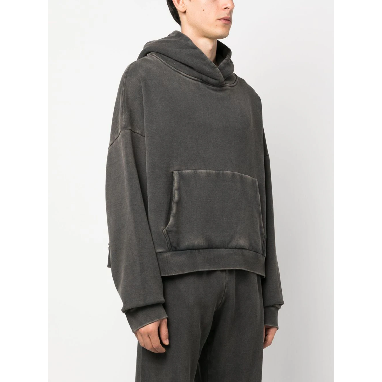 OEM High Quality Blank Cotton French Terry Oversize Hoodie Thick Fleece Drop Shoulder Plain Hooded Sweatshirts