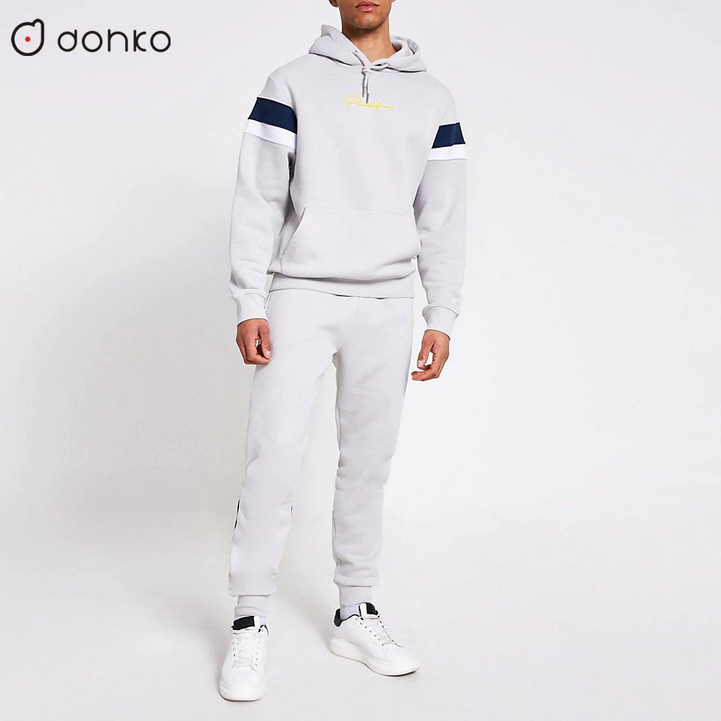 Custom Logo Men's Short Set Hoodie and Sweatpants Track Suit Cotton Knitted Thermal Print Summer and Winter