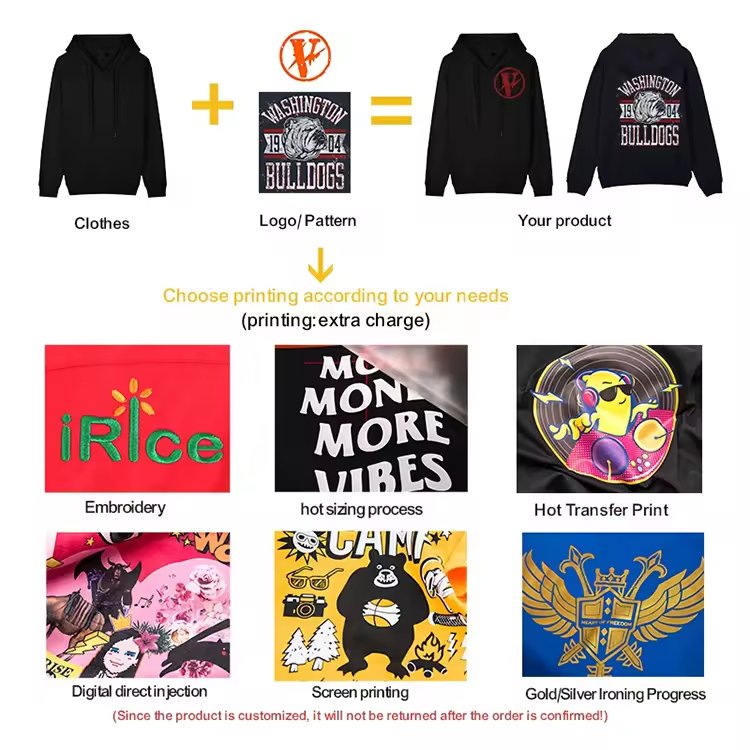 custom print oversized plain blank winter cotton heavyweight high quality hoodie pull over plus size men's hoodies