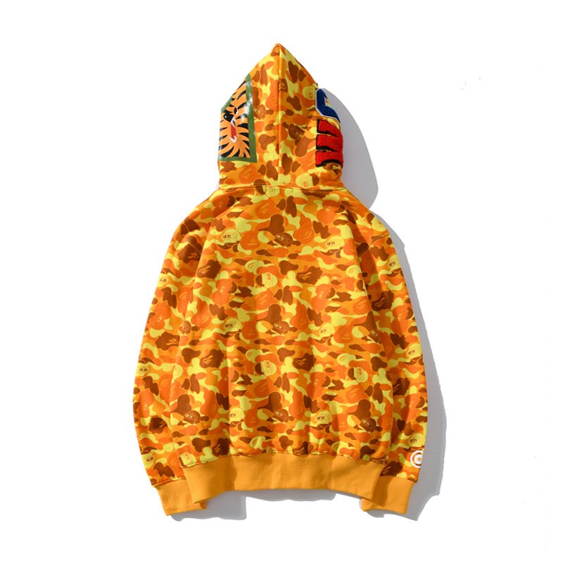 2024 latest version Hot Sale New Arrival Shark Hood Orange Camouflage Style Hoodie Fashion Zipper Hoodies