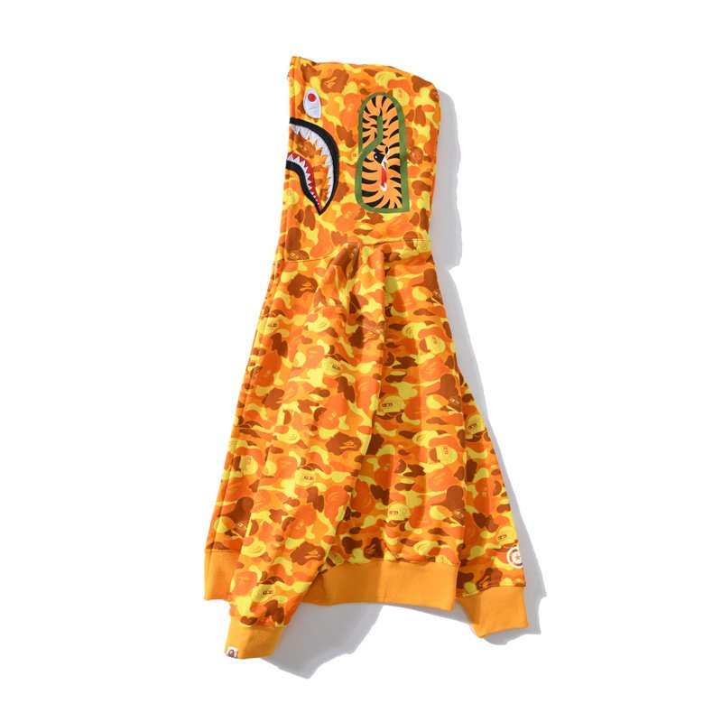 2024 latest version Hot Sale New Arrival Shark Hood Orange Camouflage Style Hoodie Fashion Zipper Hoodies