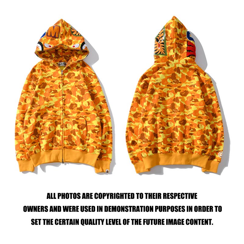 2024 latest version Hot Sale New Arrival Shark Hood Orange Camouflage Style Hoodie Fashion Zipper Hoodies