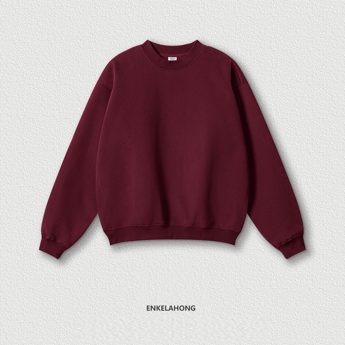 2024 Autumn and winter youth loose casual basic solid color American plus fleece round neck men's hoodie