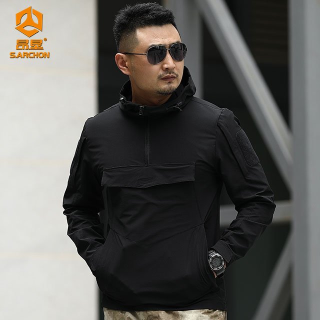 S.ARCHON Outdoor hunting waterproof black men's hoodie wholesale function hoodie