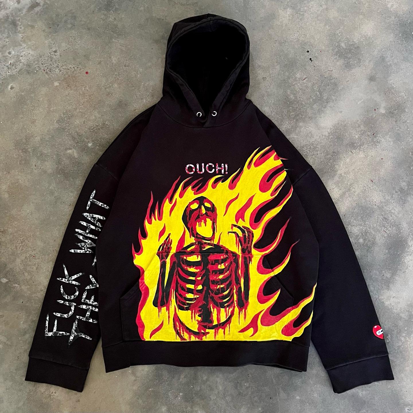 High Quality Unisex Oversized Pullover Hoodie Custom Logo Heavyweight Cotton Men's Hand Printing Acid Wash Design Men's Hoodie