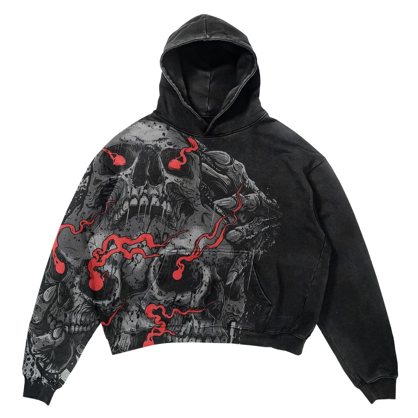 High Quality Unisex Oversized Pullover Hoodie Custom Logo Heavyweight Cotton Men's Hand Printing Acid Wash Design Men's Hoodie
