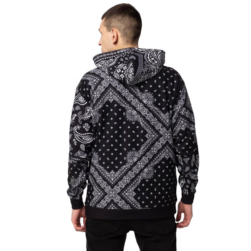 Streetwear Stylish Outdoor Bandana Print Hoodies For Men New Fashion Casual Winter Pullover Oversized Hip Hop Paisley Hoodies