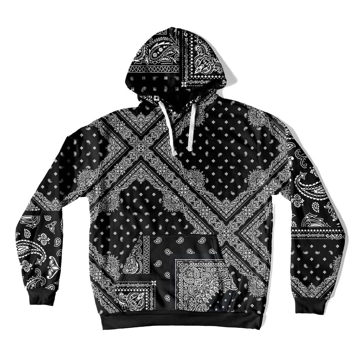 Streetwear Stylish Outdoor Bandana Print Hoodies For Men New Fashion Casual Winter Pullover Oversized Hip Hop Paisley Hoodies