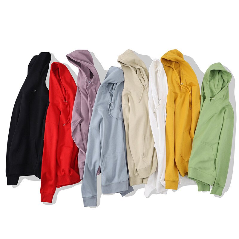 New Fashion Men Autumn Winter Hooded Street Long Sleeve loose Solid Color Hooded Casual Blouse Fleece Tops White Hoodies