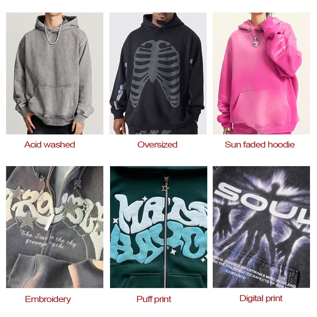Custom 2 piece distressed cotton boxy fit cropped men raw hem patchwork applique embroidered zip up hoodie and shorts set men