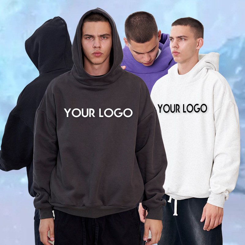 Wholesales Athletic Wear Plush Pullover Hooded Sweater Custom Logo Solid Color Heavyweight Oversized Men's Hoodies