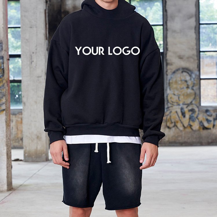Wholesales Athletic Wear Plush Pullover Hooded Sweater Custom Logo Solid Color Heavyweight Oversized Men's Hoodies