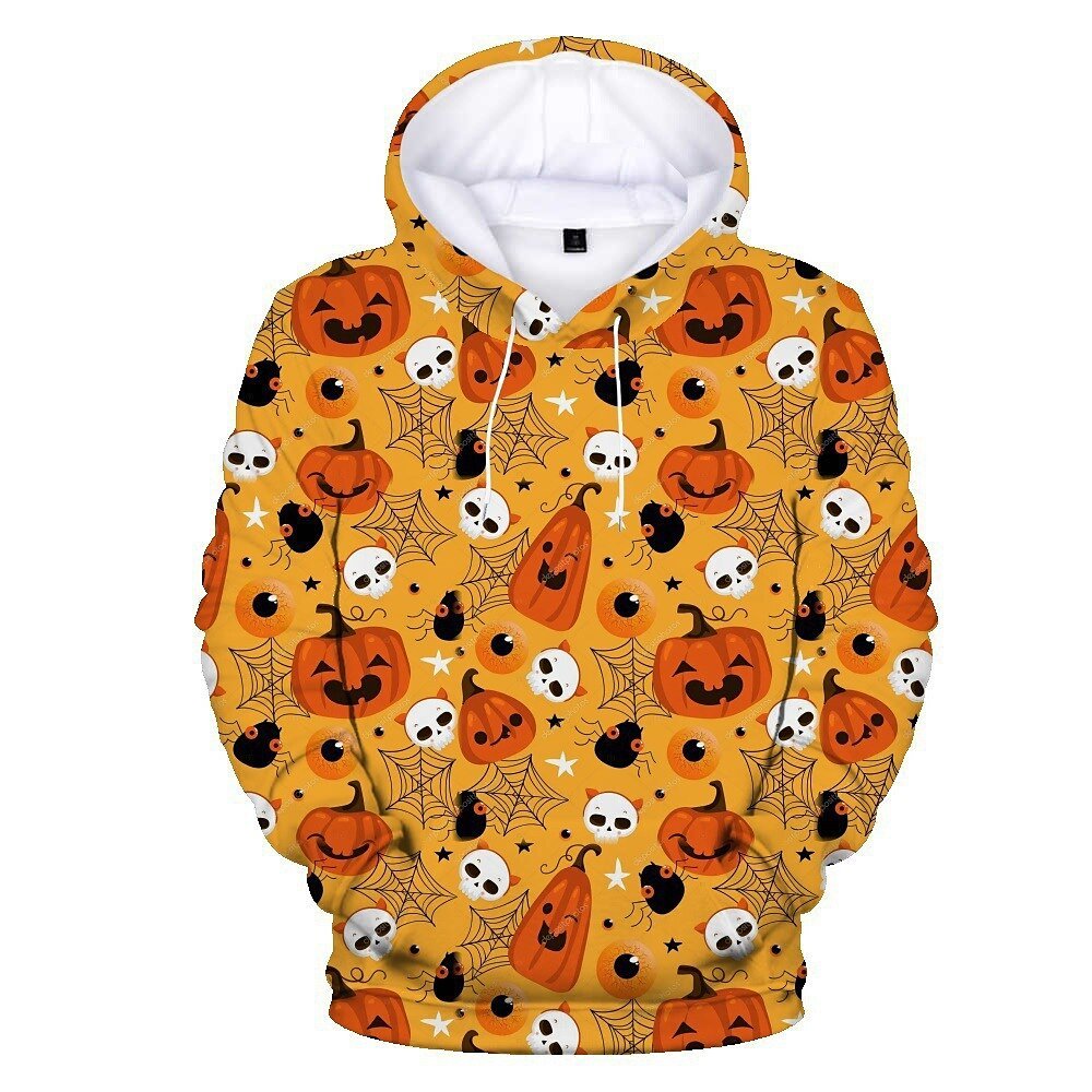 New Halloween Plus Size Men's Pumpkins & Ghosts Print Hoodies Fall Winter Hooded Sweatshirt For Sports/outdoor