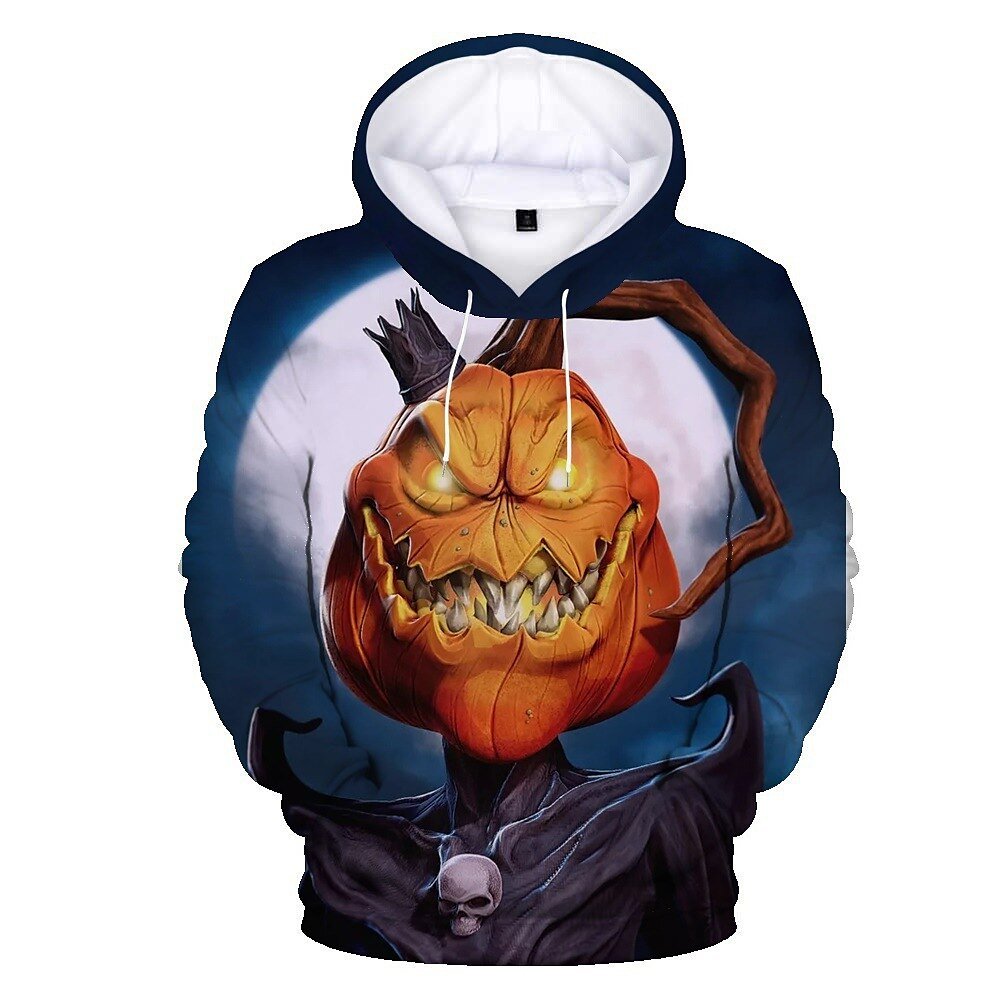 New Halloween Plus Size Men's Pumpkins & Ghosts Print Hoodies Fall Winter Hooded Sweatshirt For Sports/outdoor