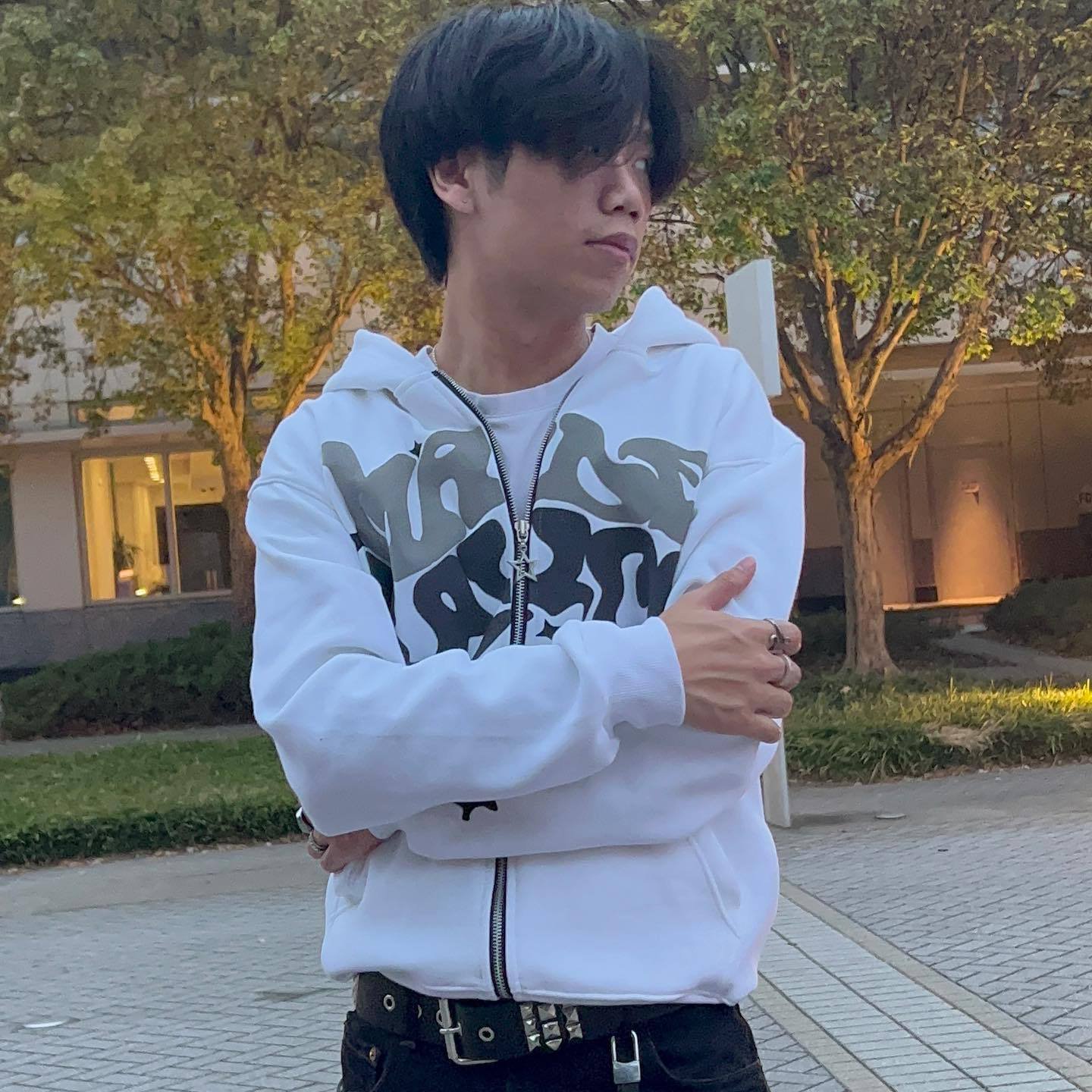 New European and American street hip-hop 3D three-dimensional pattern foam printed letter cardigan zipper youth casual hoodie