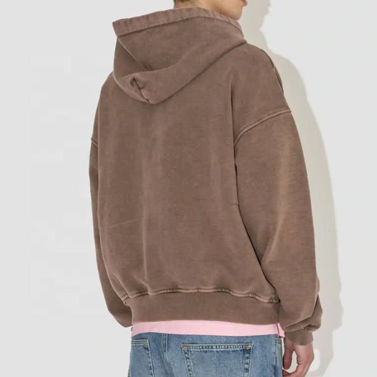 Healthy vintage hoodies men high quality Oversized French Terry Cotton Vintage Wash Blank Full Face Custom Zip Up Hoodie