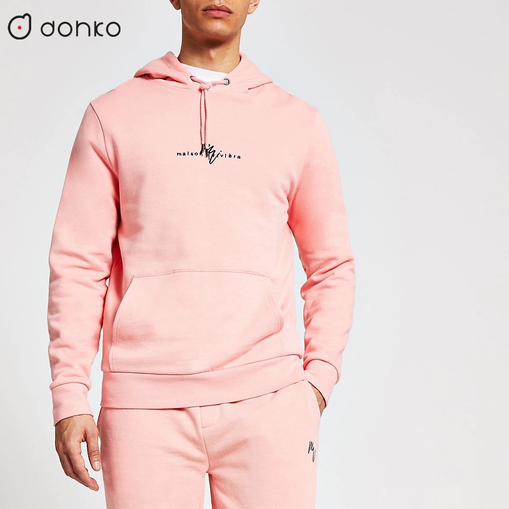 Custom Logo Men's Hoodie and Sweatpants XL Cotton and Knitting Tracksuit Thermal Summer Winter Set with Model Number Red Dried