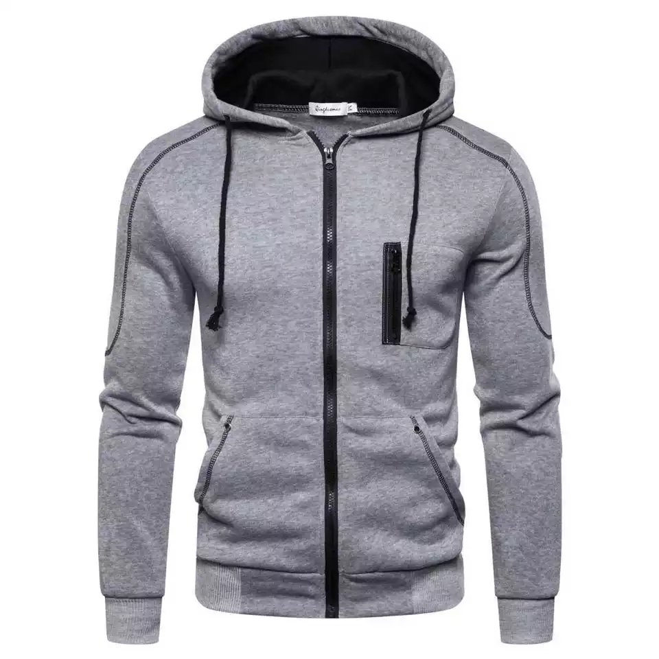 Custom Oversize Men Full Zip Up Hoodie High-Quality Heavy Polyester Men's Hoodie Solid Color Custom Made Hoodies