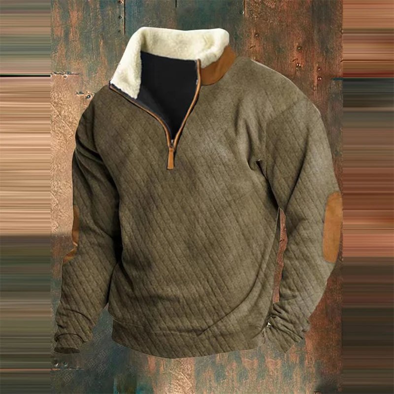 Vintage Men's Clothing Stylish Zipper Fur Collar Hoodie Geometric 3D Printed Men's Hoodie Casual Street Wear