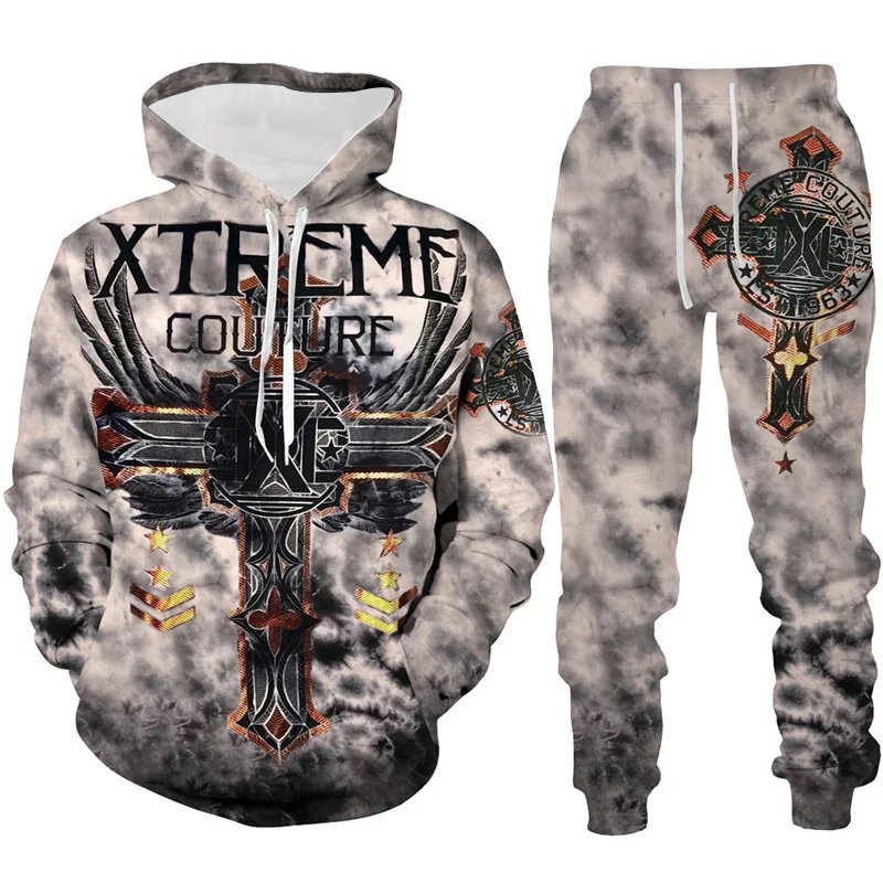 2024 Gothic tattoo pattern hoodie fashion personality motorcycle sportswear 3D printed skeleton men's sweatshirt hoodie