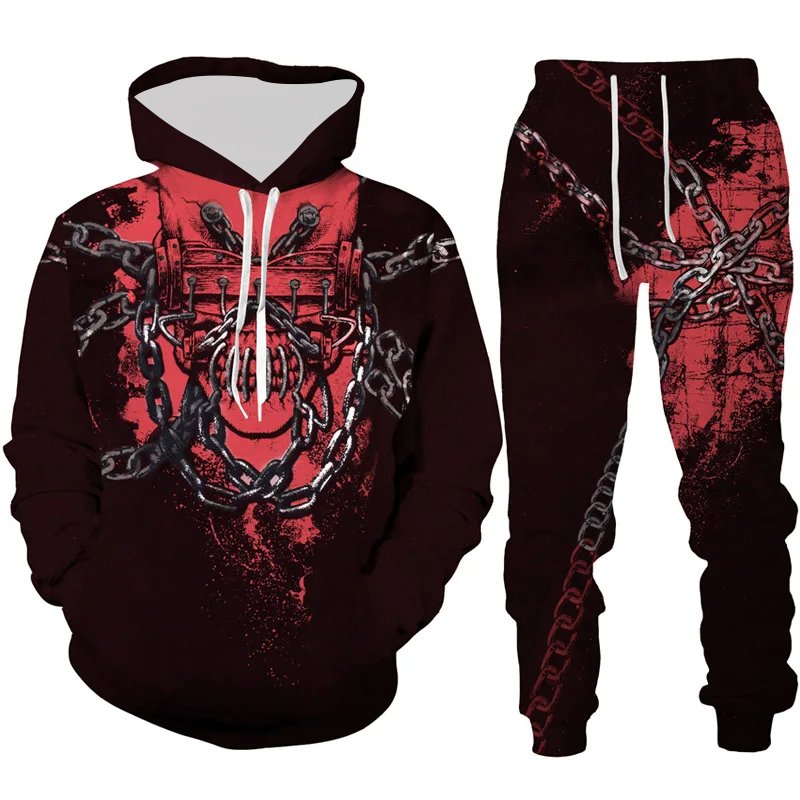 2024 Gothic tattoo pattern hoodie fashion personality motorcycle sportswear 3D printed skeleton men's sweatshirt hoodie