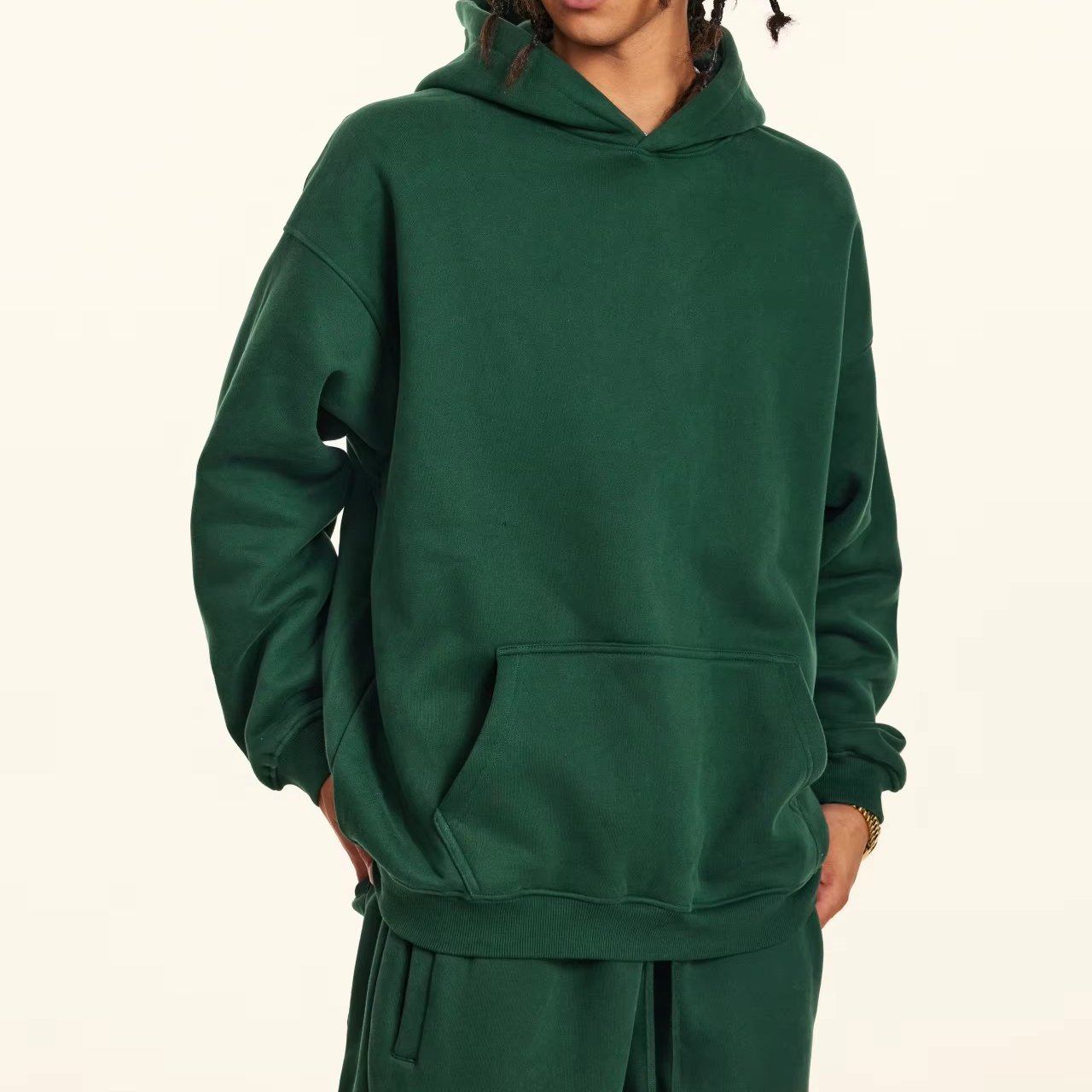 high quality oversized drop shoulder hoodie stringless heavy weight cotton stringless men's hoodie