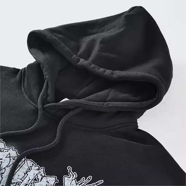 High Quality Men's Hoodie & Sweatshirt Custom Logo Acid Wash French Terry Breathable 350Gsm Cropped Boxy Fit Face Printed Hoodie