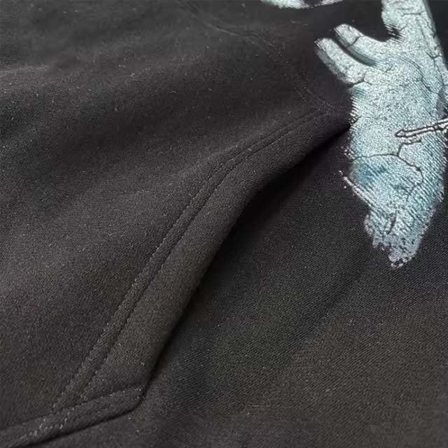 High Quality Men's Hoodie & Sweatshirt Custom Logo Acid Wash French Terry Breathable 350Gsm Cropped Boxy Fit Face Printed Hoodie