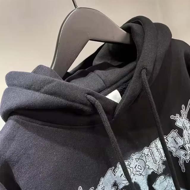 High Quality Men's Hoodie & Sweatshirt Custom Logo Acid Wash French Terry Breathable 350Gsm Cropped Boxy Fit Face Printed Hoodie