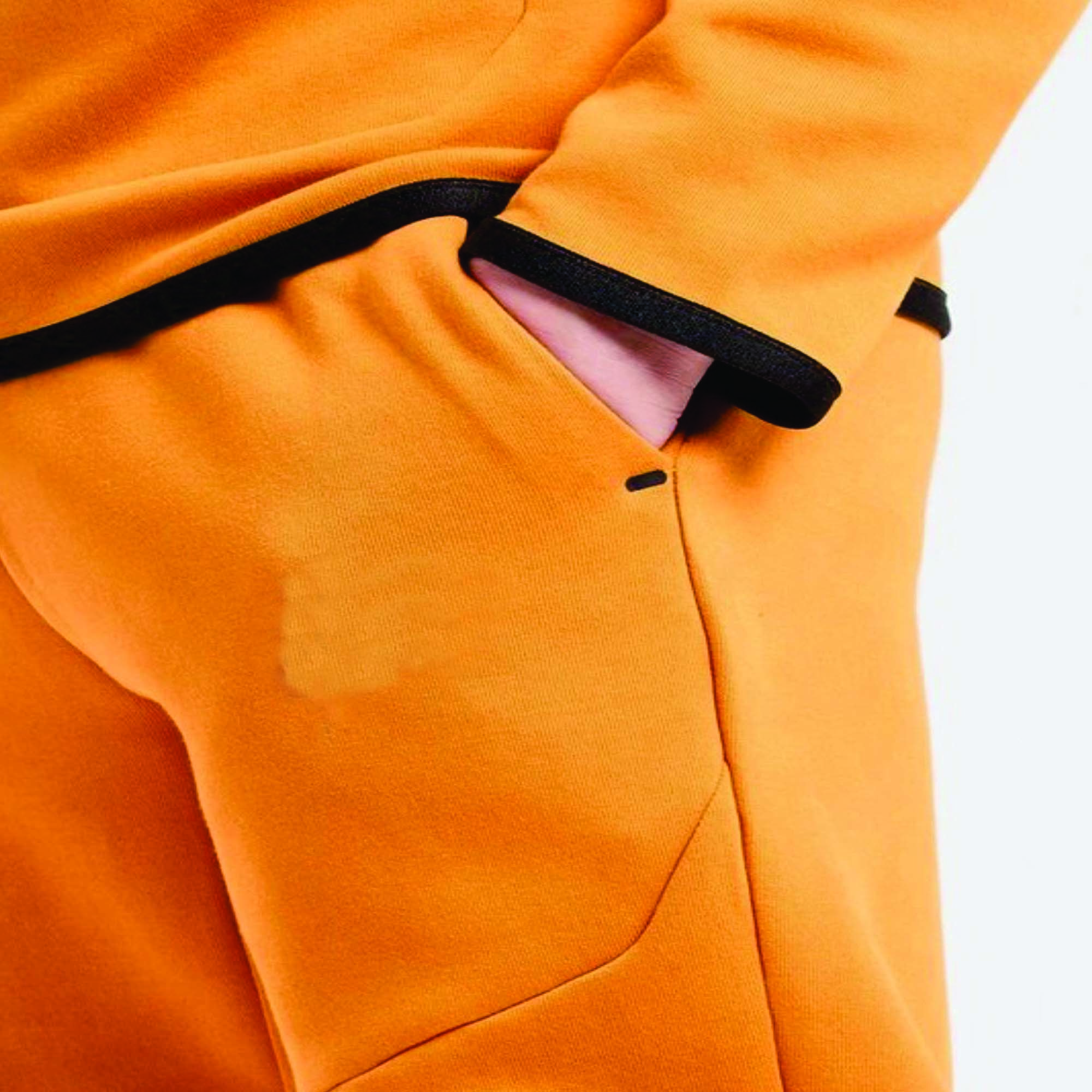 Custom Brand Logo Orange Boys Tech Fleece Tracksuit 69% Cotton 31% Polyester Full Zip Hoodie Joggers Sweatpants Printed
