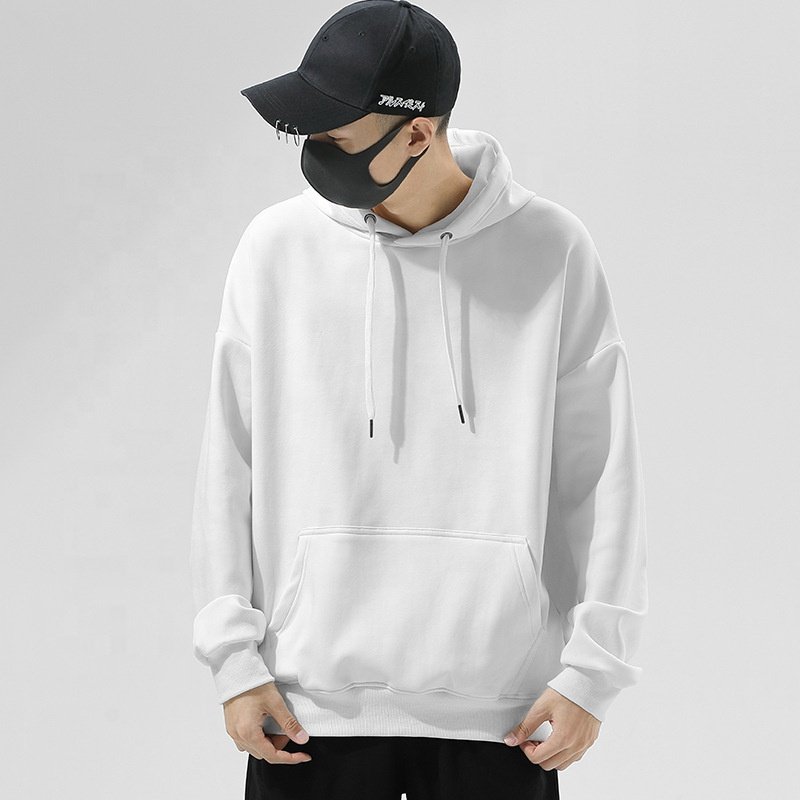 450g Heavyweight Winter Pure Cotton Men's Loose Pullover Casual Oversize Hoodies Crew Sweatshirt