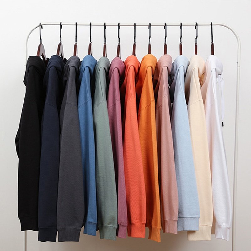 450g Heavyweight Winter Pure Cotton Men's Loose Pullover Casual Oversize Hoodies Crew Sweatshirt