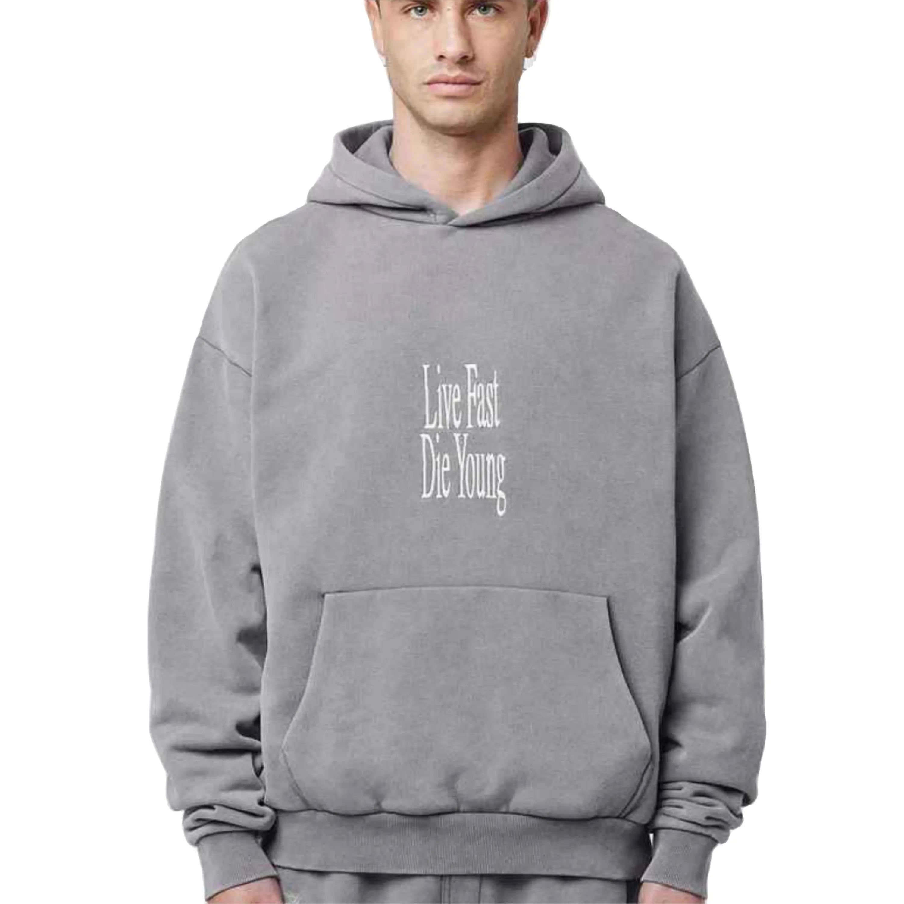 Wholesale Custom High Quality Letter Print Hoodie 100% Cotton Heavy Fashion Logo Custom Printed Men's Hoodie