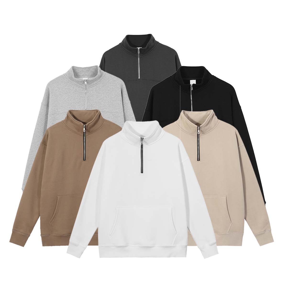 High Quality Oem Odm Unisex Turtleneck Sweater Custom Logo Mock Neck Half Zip Men's Hoodies Sweatshirts