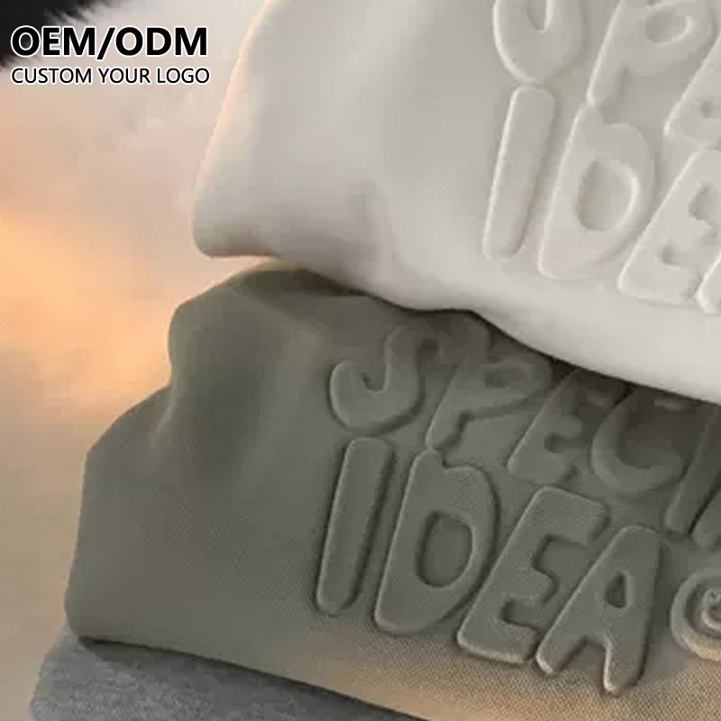Streetwear 100% Cotton Fleece HeavyWeight Unisex Pullover Blank Hoodie Custom 3D Embossed Logo Men Oversized Embossing Hoodies