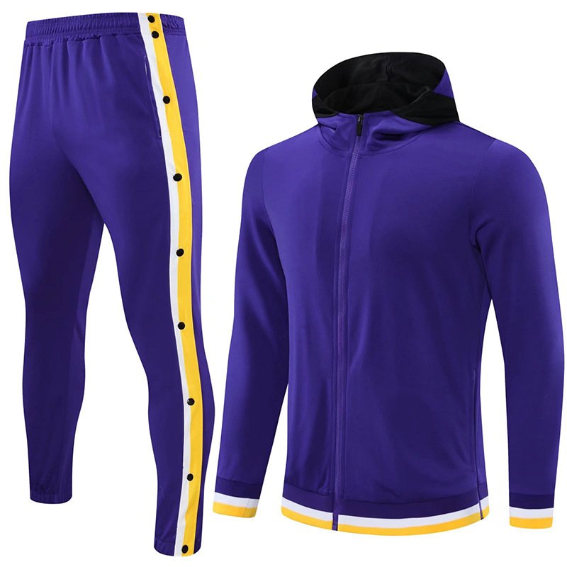 Jersey Style Hooded Zipper Basketball Clothes 2pcs Set Men's Sports Exercise Custom Tracksuit High Quality Training Wear