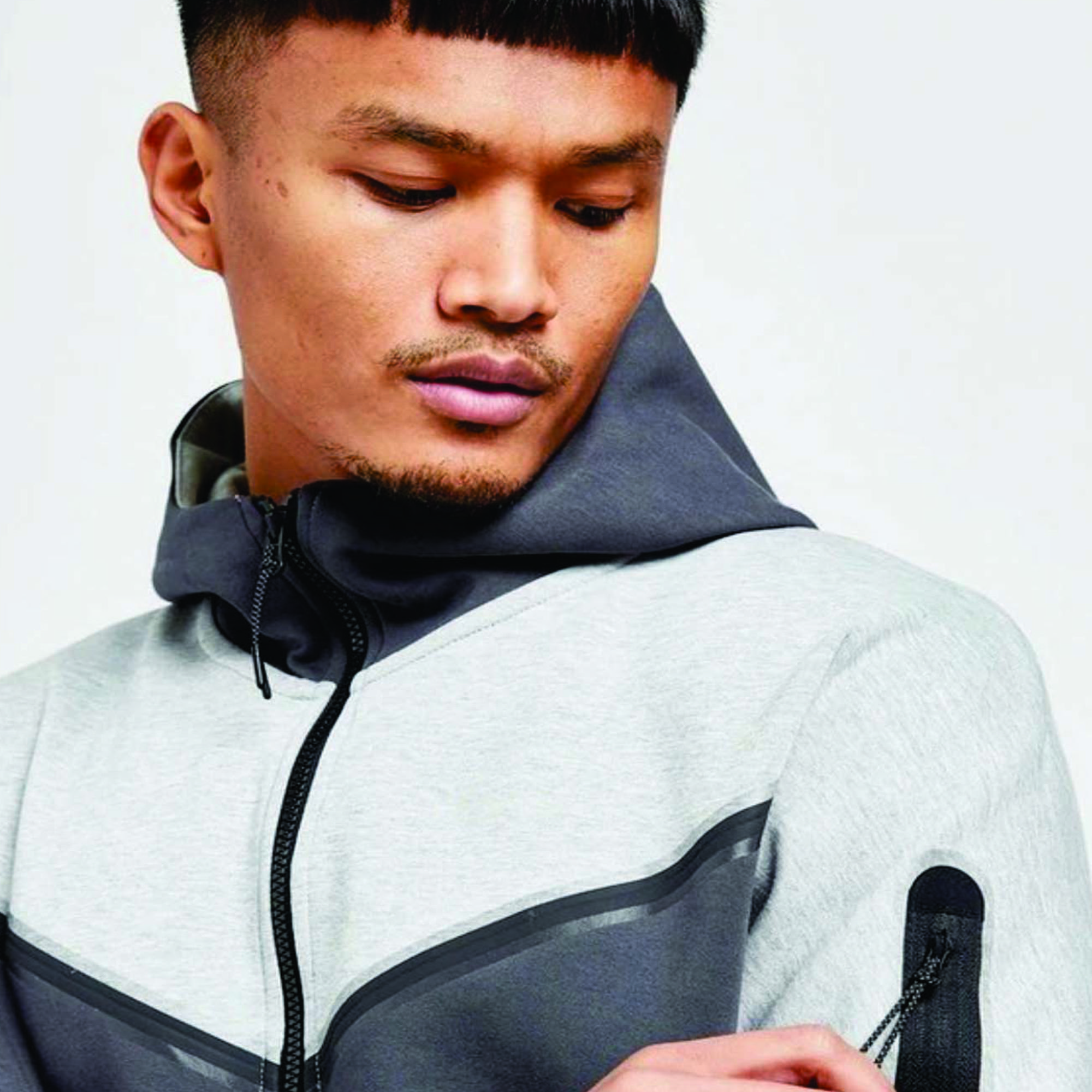 OEM Designed Men's Tech Fleece Tracksuit 69% Cotton 31% Polyester Grey Full Zip Hoodie Joggers Sweatpants Sweatsuit for Adults