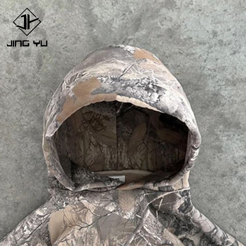Custom Vintage Print Camouflage Men'S Hoodies 450 Gsm Pullover Sweatshirts Boxy Cotton Graphic Hunting Hoody Camo Hoodie For Men
