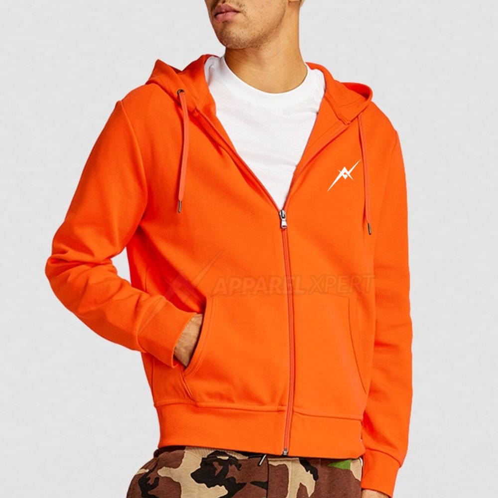 High Quality Men's Hoodies Winter Wear Zipper Simple Plain Design Printed Lightweight Warming Available Orange Color 3XL 6XL